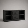 Meuble TV en MDF noir avec 2 tiroirs et 4 niches, 120 x 40 x 65 cm
