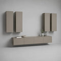 Ensemble meuble télévision mural 5 pièces en panneaux de particules mélaminés taupe – meuble bas 240 × 40 × 40 cm et 4 colonnes 40 × 30 × 100 cm