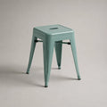Tabouret carré empilable en acier vert menthe, 39 × 39 × 45 cm