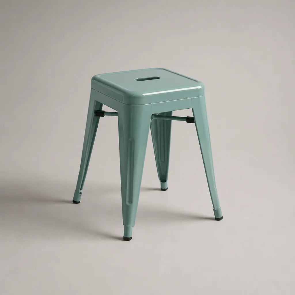Tabouret carré empilable en acier vert menthe, 39 × 39 × 45 cm