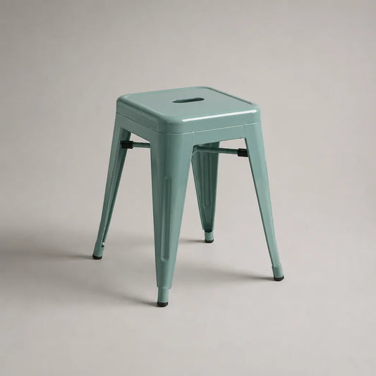 Tabouret carré empilable en acier vert menthe, 39 × 39 × 45 cm